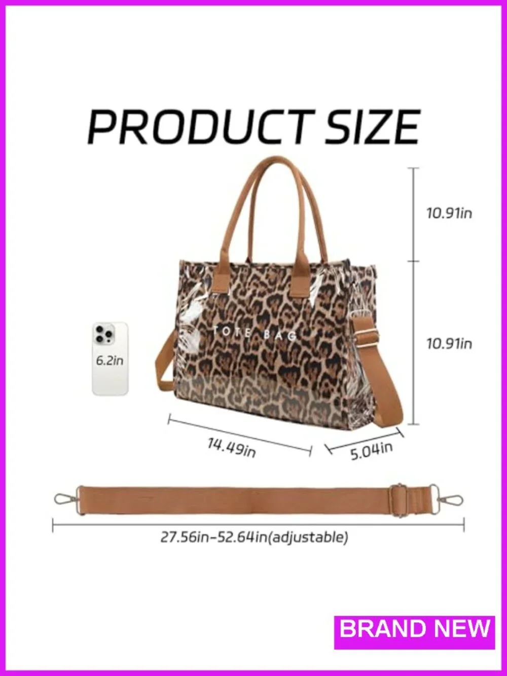 Women's Kraft Paper Tote Bag Waterproof PVC Large Shoulder Hobo with Strap